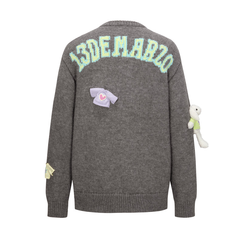 13DE MARZO Wearable Bear Sweater Dark Grey