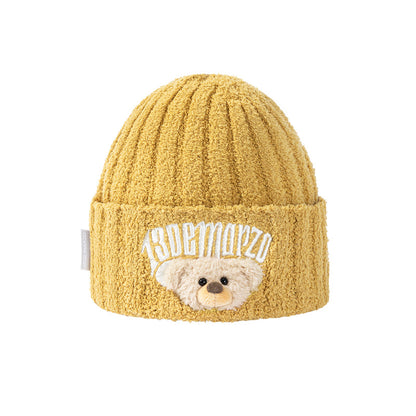 13DE MARZO Embroidered Plush Beanie Yellow