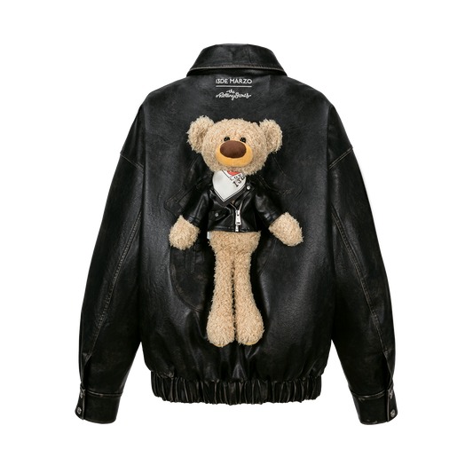 13DE MARZO Rolling Stones  Faux Leather Jacket Black