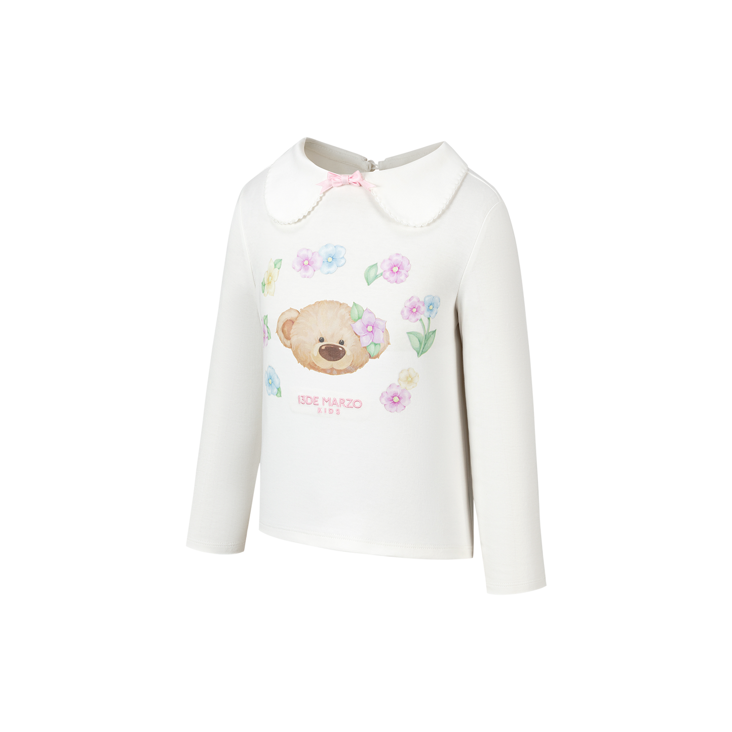 13DE MARZO BabyBear Floral Surround Long Sleeve White