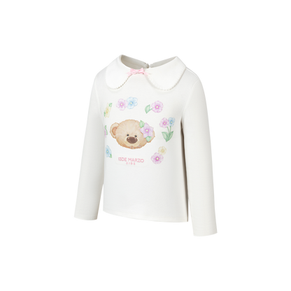 13DE MARZO BabyBear Floral Surround Long Sleeve White