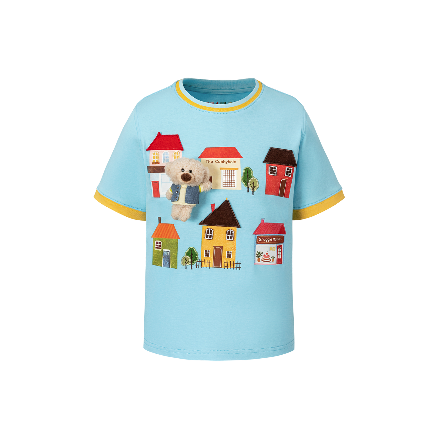 13DE MARZO BabyBear Town Illustration T-shirt Blue