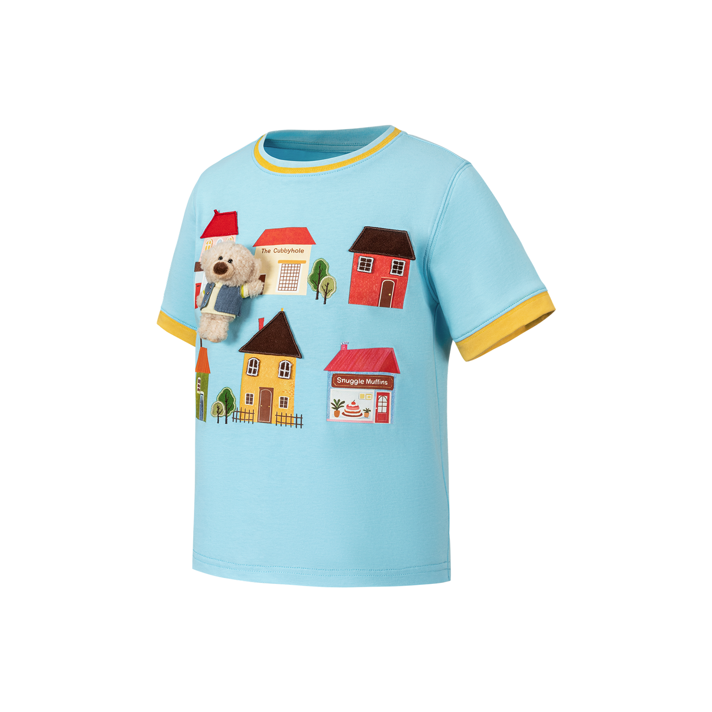 13DE MARZO BabyBear Town Illustration T-shirt Blue