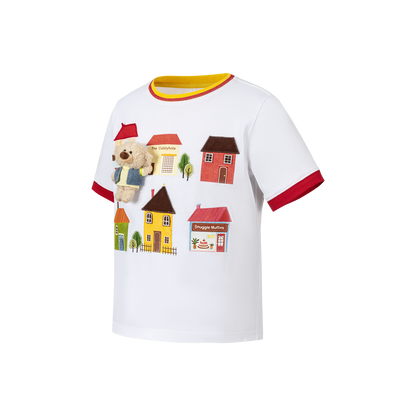 13DE MARZO BabyBear Town Illustration T-shirt White