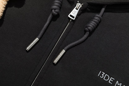 13DE MARZO Lumi Star Bear Zip Hoodie Dark Grey