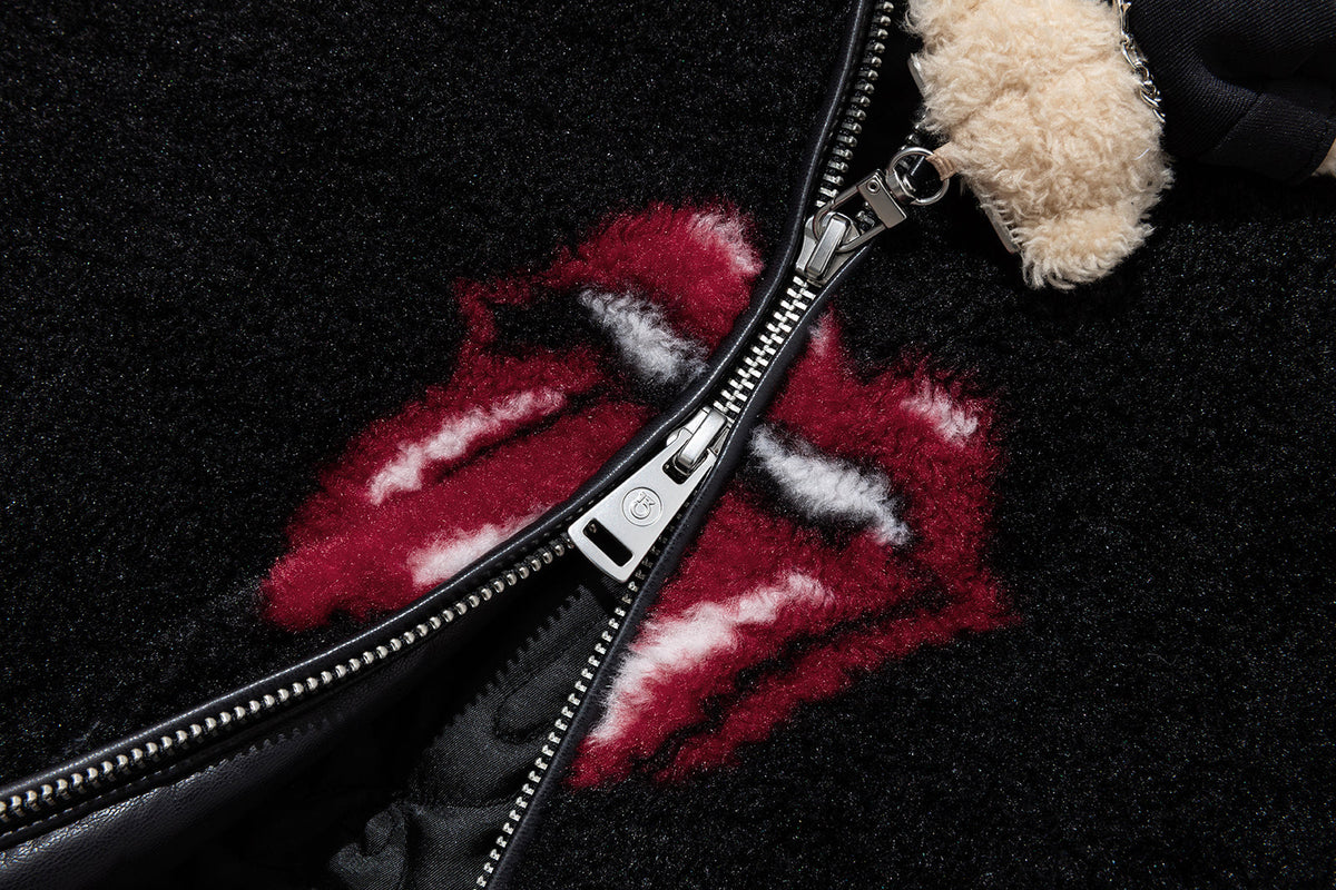 13DE MARZO Rolling Stones All-Over Print Coat Black