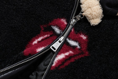 13DE MARZO Rolling Stones All-Over Print Coat Black