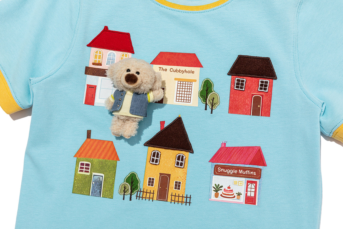 13DE MARZO BabyBear Town Illustration T-shirt Blue