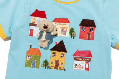 13DE MARZO BabyBear Town Illustration T-shirt Blue