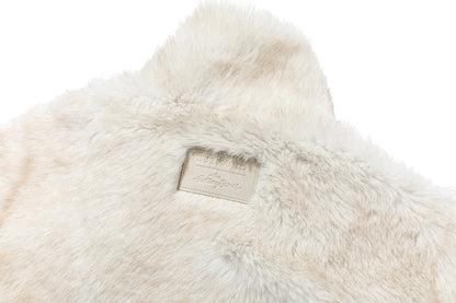 13DE MARZO Rolling Stones Cropped Faux Fur Jacket Beige