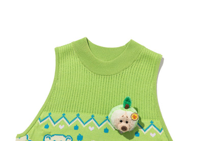 13DE MARZO Candy Color Knitted Vest Green