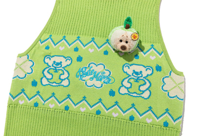 13DE MARZO Candy Color Knitted Vest Green
