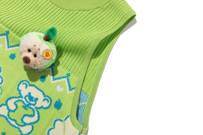 13DE MARZO Candy Color Knitted Vest Green