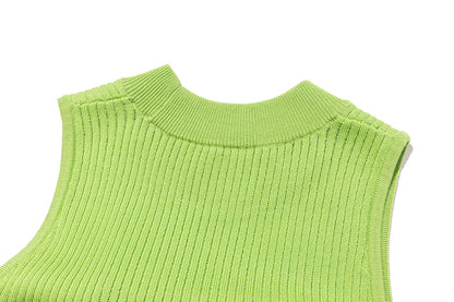 13DE MARZO Candy Color Knitted Vest Green