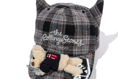 13DE MARZO Rolling Stones Devil Horn Plaid Cap Grey