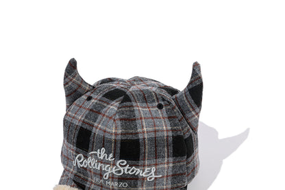 13DE MARZO Rolling Stones Devil Horn Plaid Cap Grey