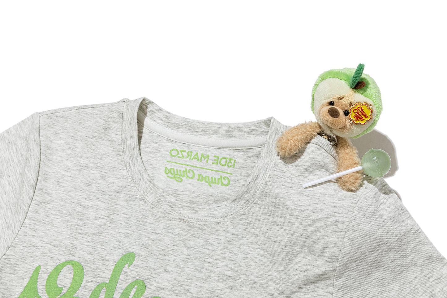13DE MARZO Fruit Illustration Fitted T-shirt Grey