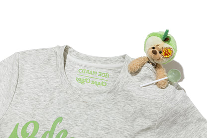 13DE MARZO Fruit Illustration Fitted T-shirt Grey