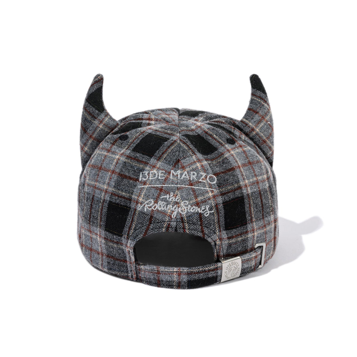 13DE MARZO Rolling Stones Devil Horn Plaid Cap Grey