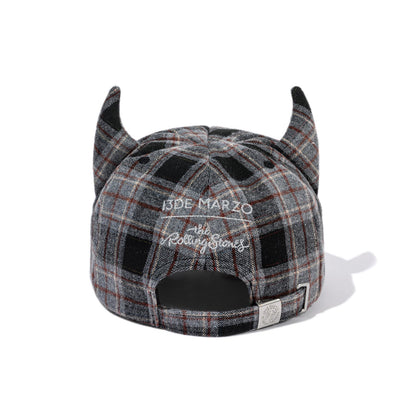 13DE MARZO Rolling Stones Devil Horn Plaid Cap Grey