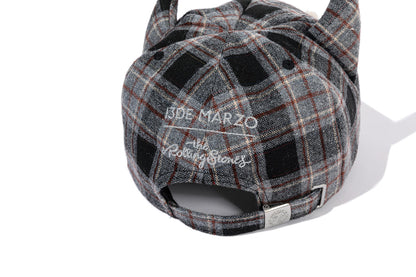 13DE MARZO Rolling Stones Devil Horn Plaid Cap Grey