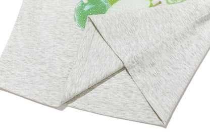 13DE MARZO Fruit Illustration Fitted T-shirt Grey