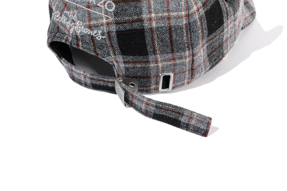 13DE MARZO Rolling Stones Devil Horn Plaid Cap Grey
