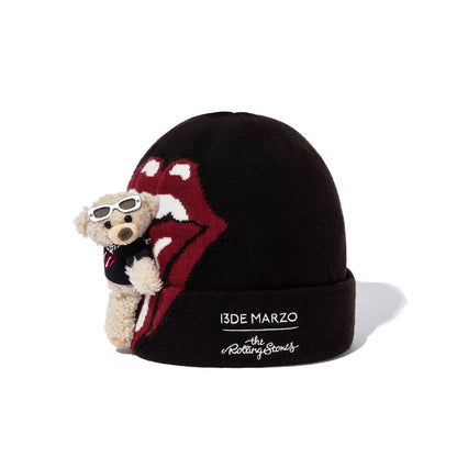 13DE MARZO Rolling Stones Tongue Bear Beanie Black