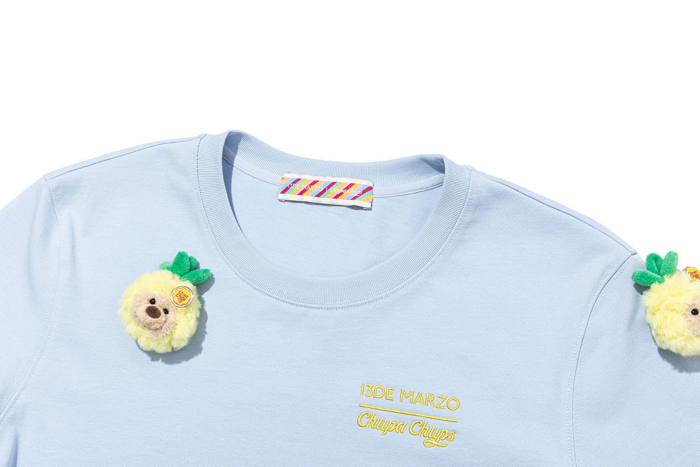 13DE MARZO x Chupa Chups Bear Print with Rhinestone T-shirt Blue