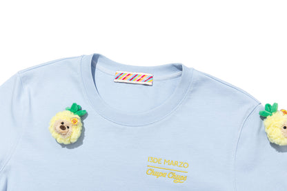 13DE MARZO x Chupa Chups Bear Print with Rhinestone T-shirt Blue
