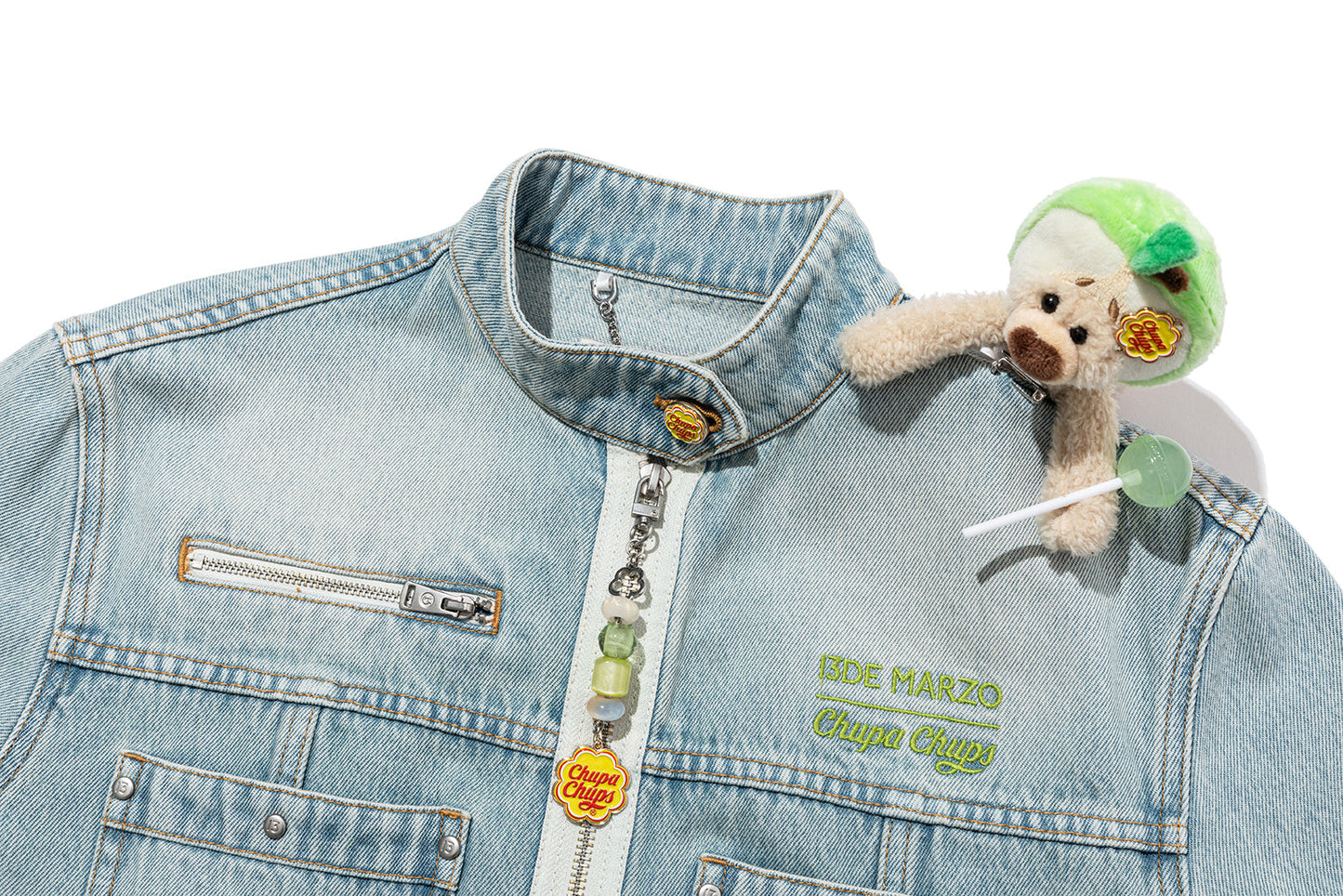 13DE MARZO x Chupa Chups Zip-Up Denim Jacket Blue
