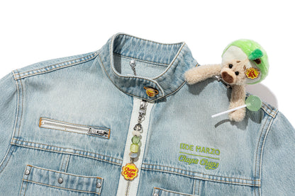 13DE MARZO x Chupa Chups Zip-Up Denim Jacket Blue
