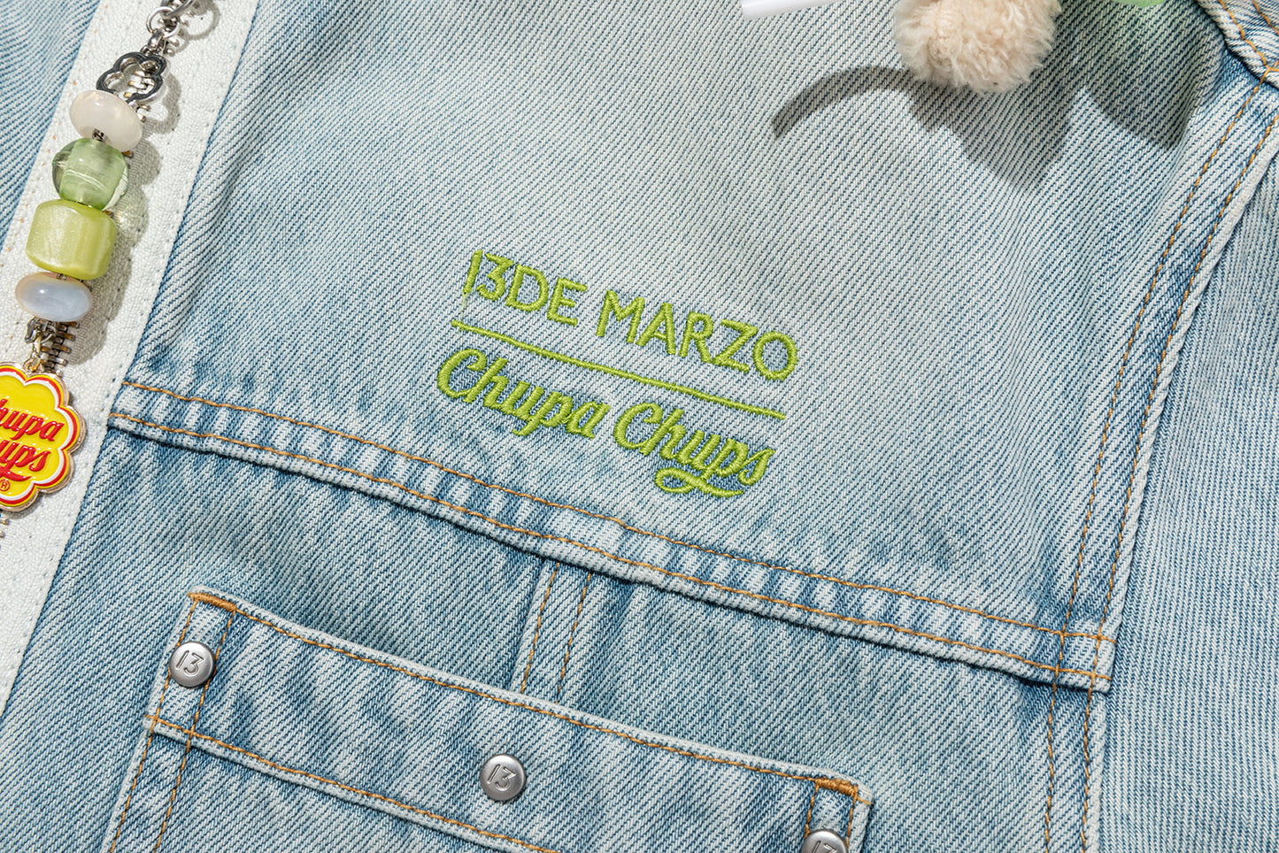 13DE MARZO x Chupa Chups Zip-Up Denim Jacket Blue
