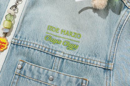 13DE MARZO x Chupa Chups Zip-Up Denim Jacket Blue