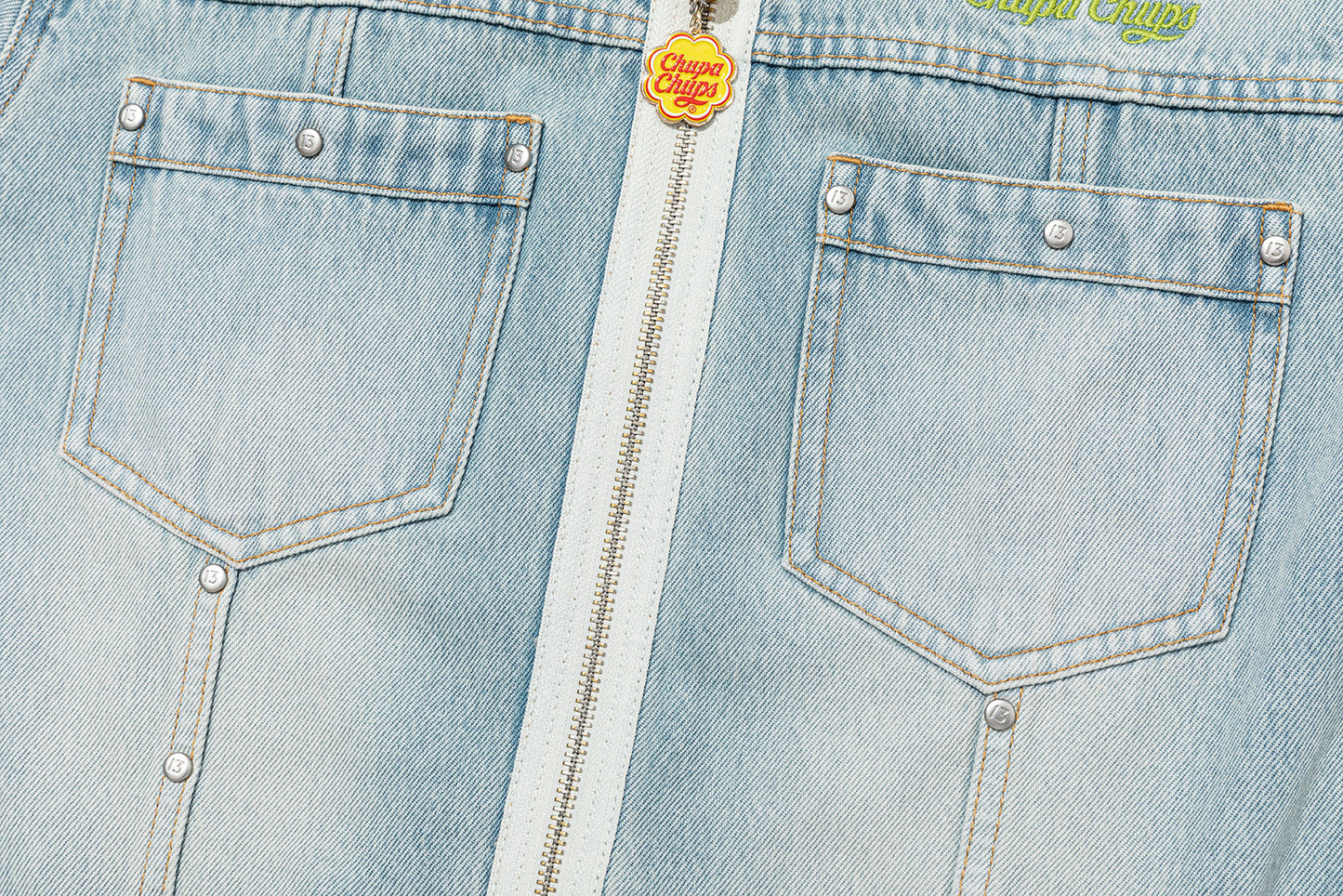 13DE MARZO x Chupa Chups Zip-Up Denim Jacket Blue