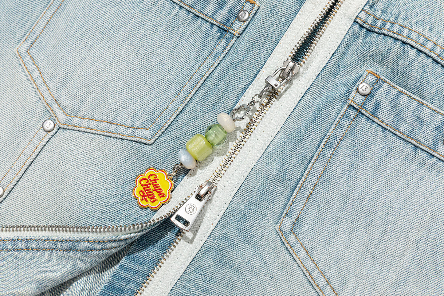 13DE MARZO x Chupa Chups Zip-Up Denim Jacket Blue