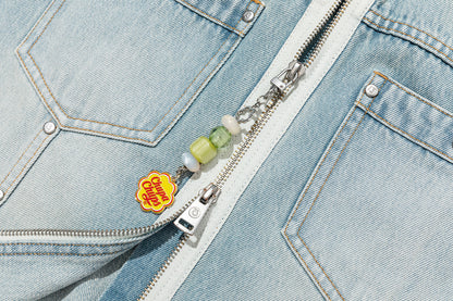 13DE MARZO x Chupa Chups Zip-Up Denim Jacket Blue