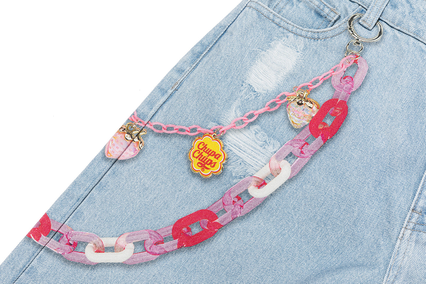 13DE MARZO x Chupa Chups Charm Chain Printed Jeans Blue