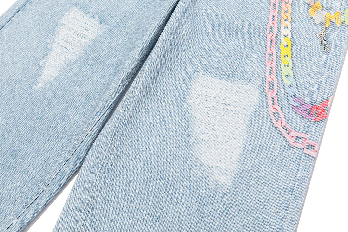 13DE MARZO x Chupa Chups Charm Chain Printed Jeans Blue