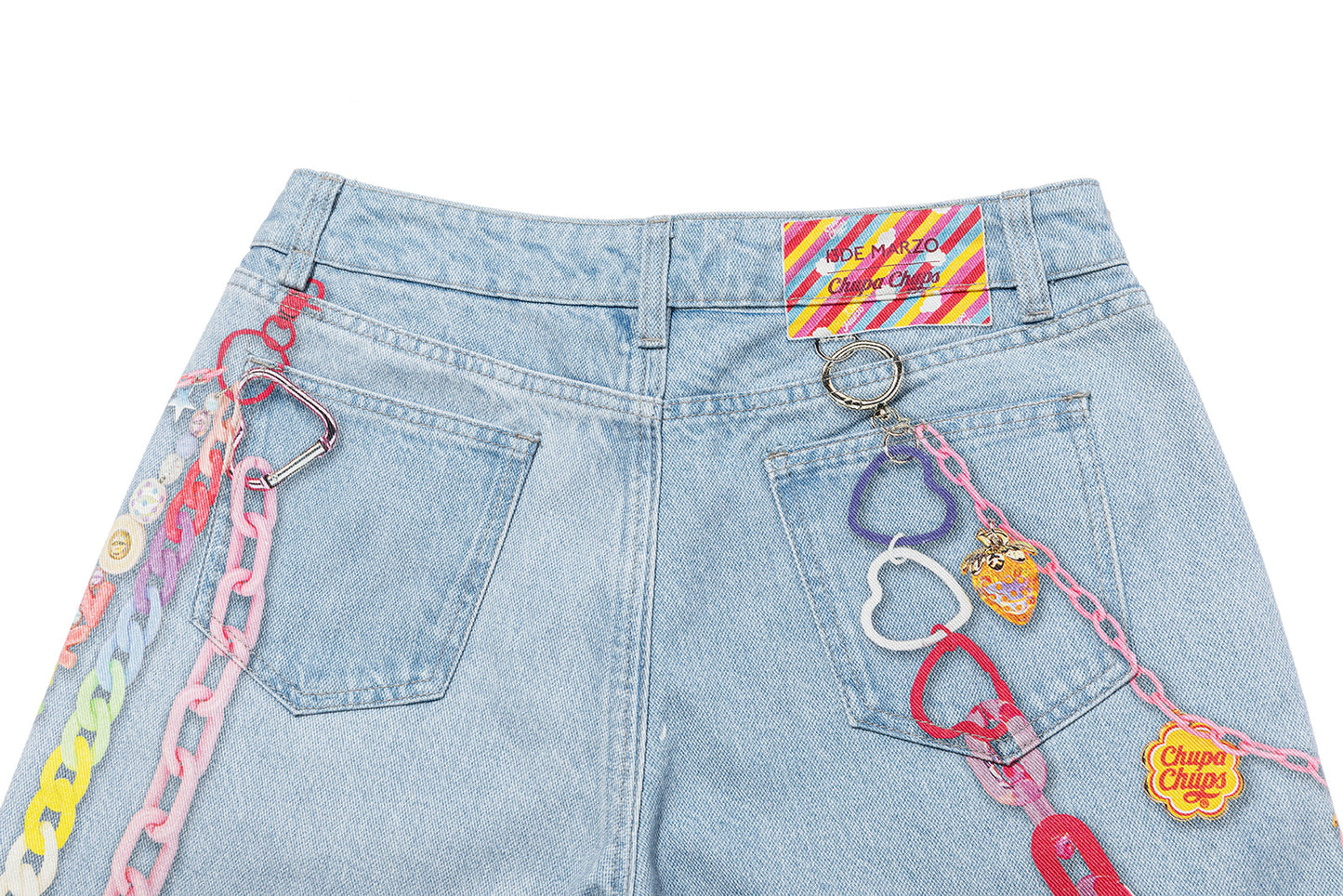 13DE MARZO x Chupa Chups Charm Chain Printed Jeans Blue