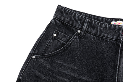 13DE MARZO Ripped Cropped Jeans Black