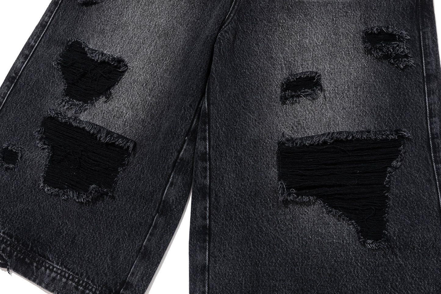 13DE MARZO Ripped Cropped Jeans Black