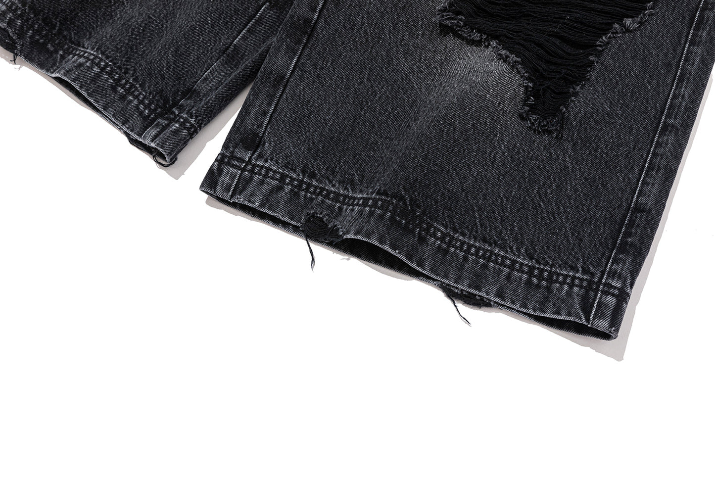 13DE MARZO Ripped Cropped Jeans Black
