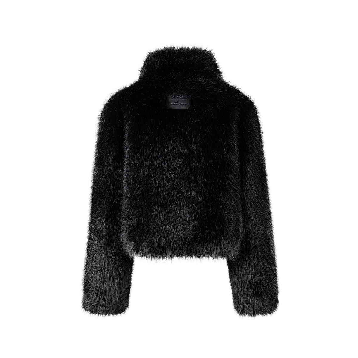 13DE MARZO Rolling Stones Cropped Faux Fur Jacket Black