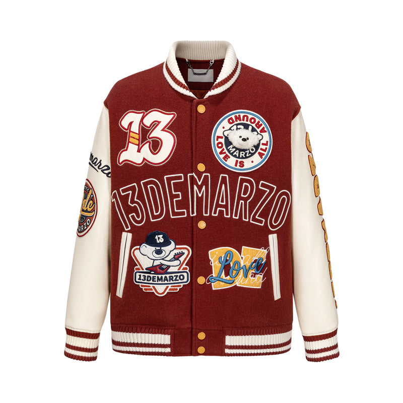 13DE MARZO Doozoo Retro Instruments Baseball Jacket Red