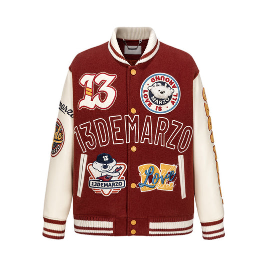 13DE MARZO Doozoo Retro Instruments Baseball Jacket Red