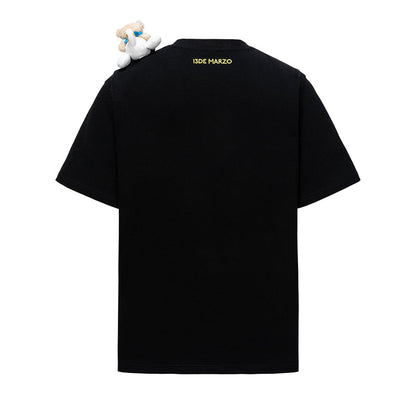 13DE MARZO Pilot Bear World Travel T-shirt Black