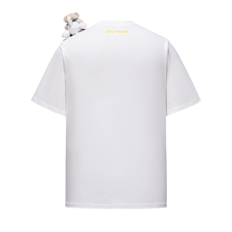 13DE MARZO Pilot Bear World Travel T-shirt White