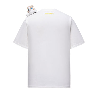 13DE MARZO Pilot Bear World Travel T-shirt White