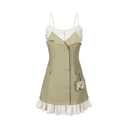13DE MARZO Two-piece Style Blazer with Badge Dress Khaki